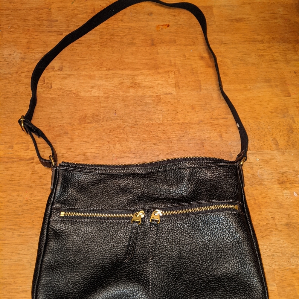 Fossil black leather crossbody